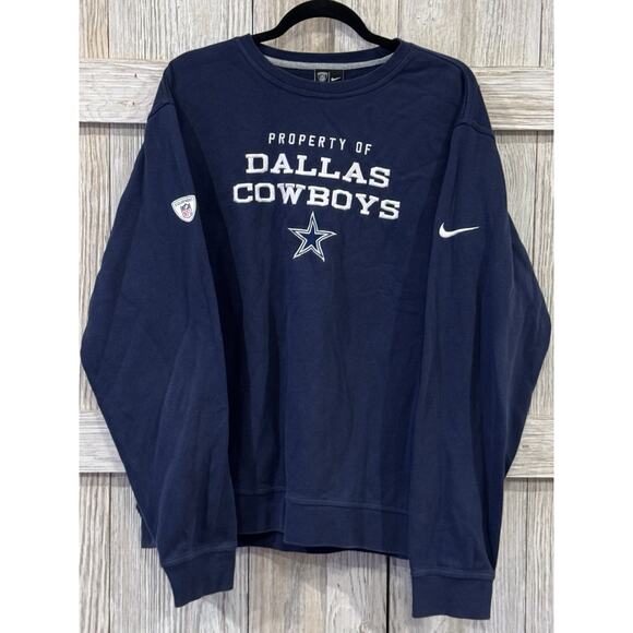 Nike Dallas Cowboys NFL Navy Crewneck Pullover Sweatshirt Men ‘s XXL - Picture 1 of 6